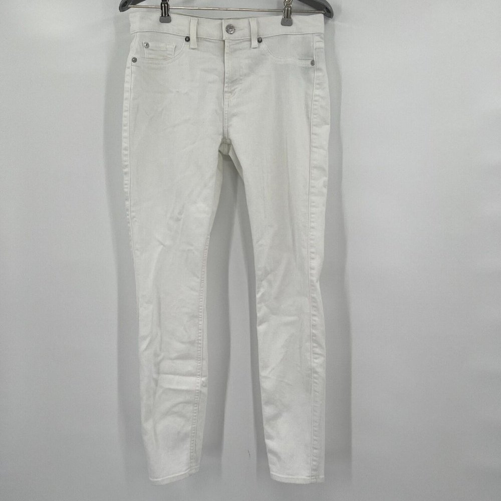 7 For All Mankind Women's Clean White High Waisted Ankle Skinny Jeans sz 28x28